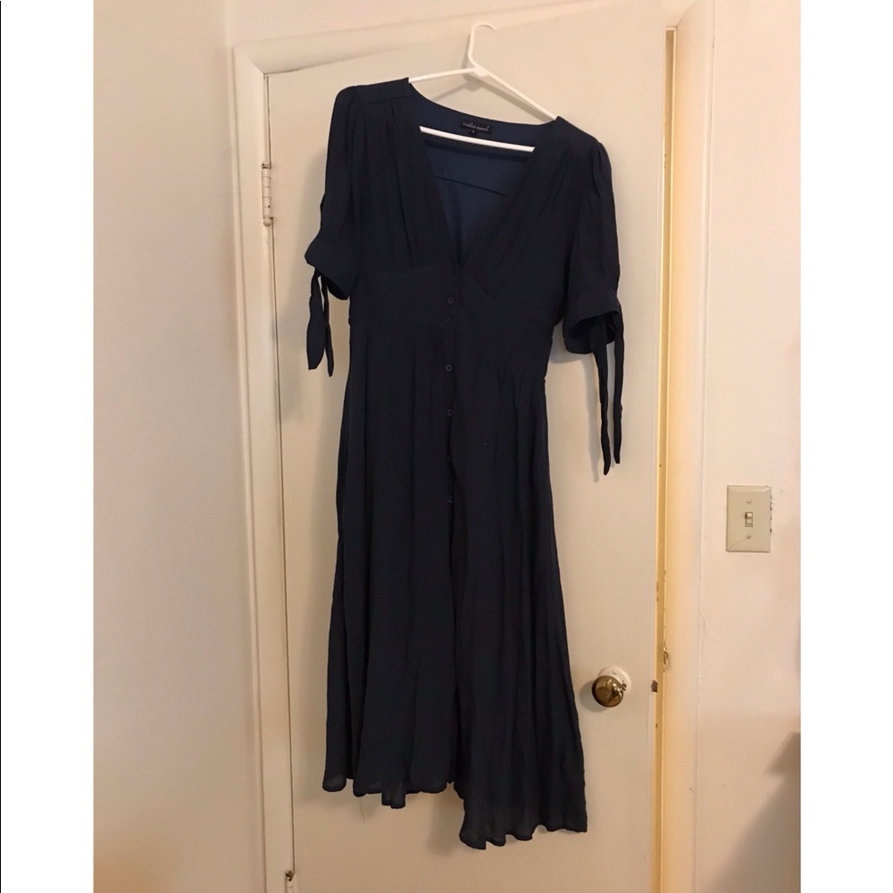 Navy button down dress- Size L